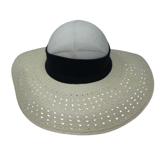 Cuyana La Toquillera Handwoven Straw Open Top Wide Brim Visor Sun Hat